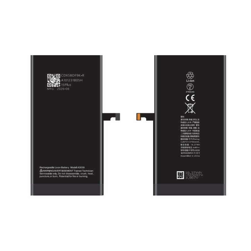Diagnostic Battery Replacement for iPhone 15 Plus - 4750mAh