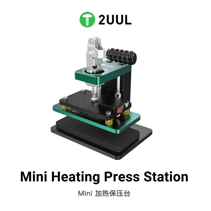 2UUL DA07 Mini Heated Press Station with Flip Down Clamp Rotary Adjustable Screen Pressure Machine for Mobile Phone Repair