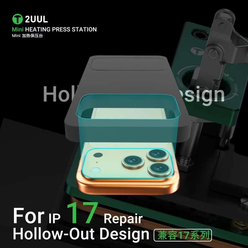 2UUL DA07 Mini Heated Press Station with Flip Down Clamp Rotary Adjustable Screen Pressure Machine for Mobile Phone Repair