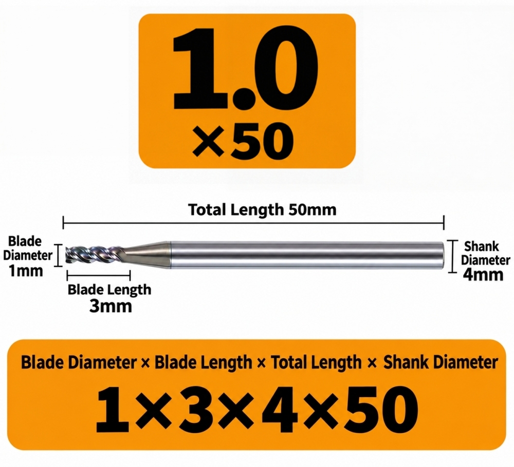 Xwitzeal K150 CNC eSim Milling Cutter - Ф1.0*3C*4D*50L