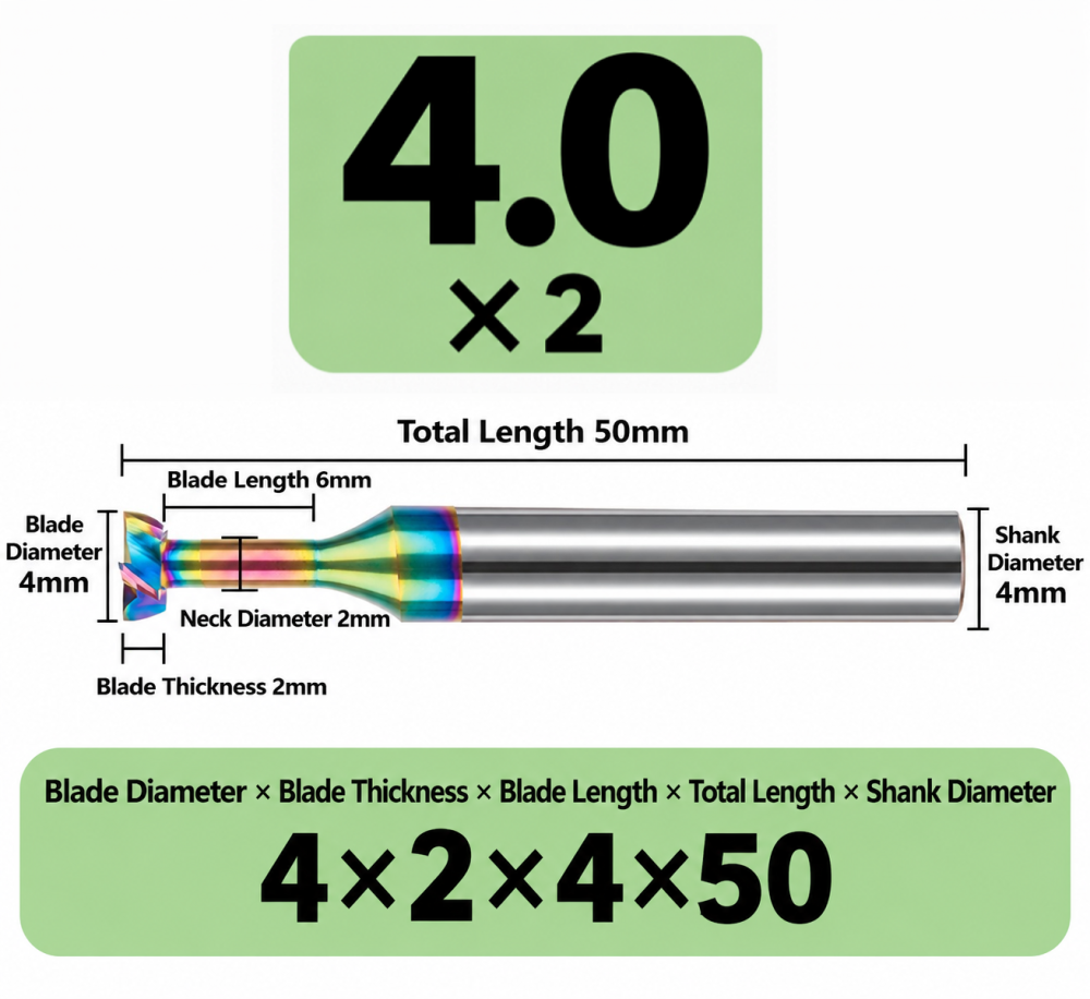 Xwitzeal K150 Shape-T Tungsten Carbide End Mill for Aluminum - Ф4.0*2H*4D*50L