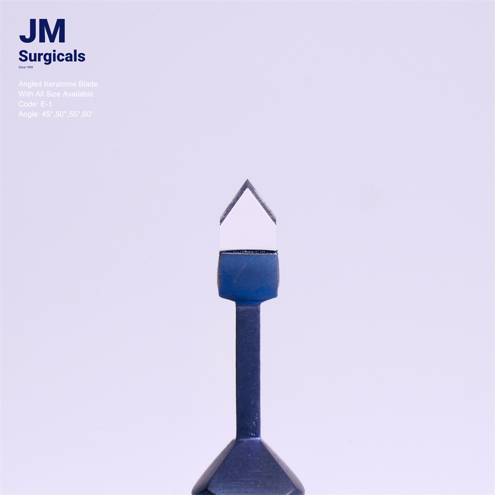 JM Surgicals | Sapphire Surgical Instruments | Angled Keratome Sapphire Blade, Precision Cutting Tool, Model E-1