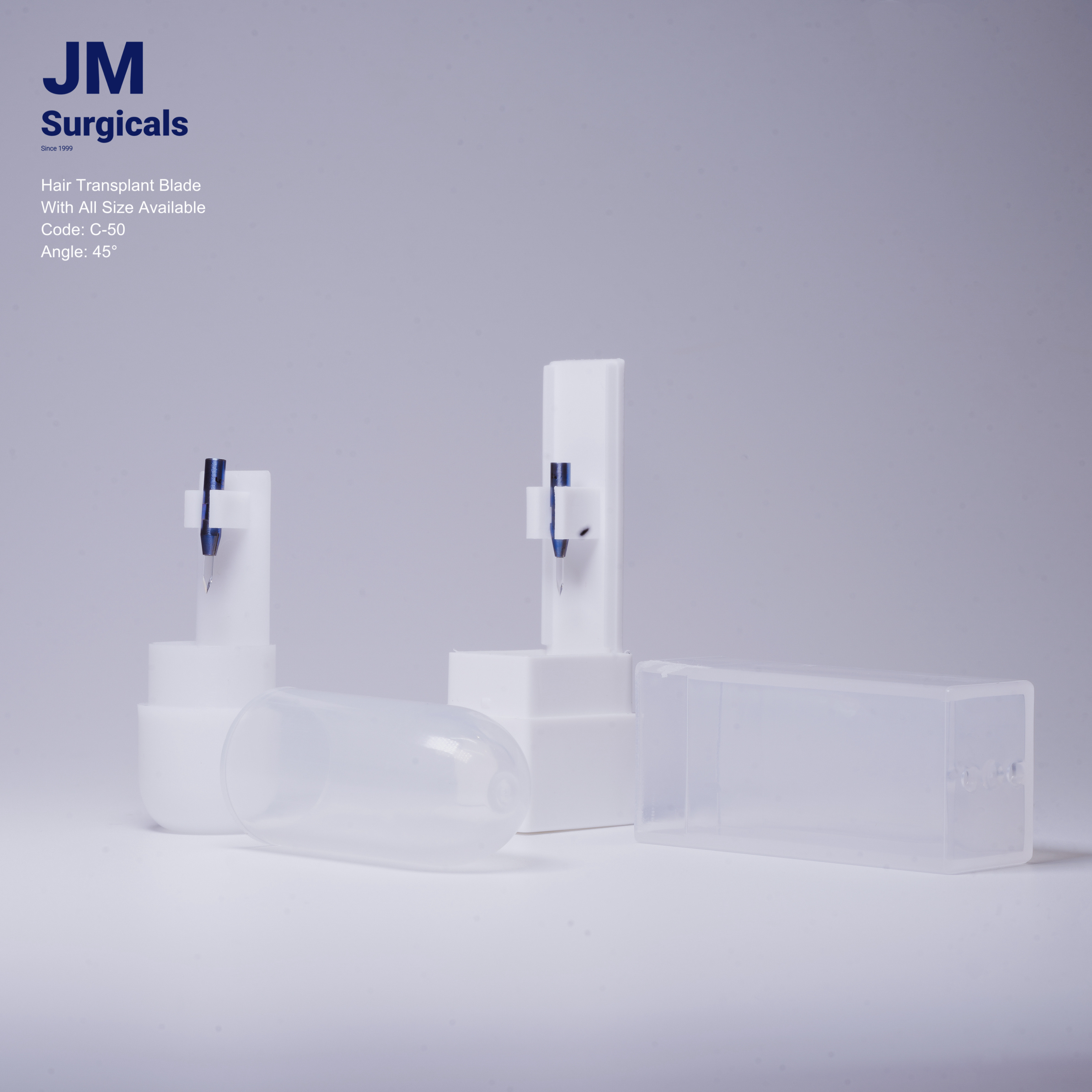 JM Surgicals | 1.35mm Sapphire Hair Transplant Blade C-50 | Precision FUE Blade, Ultra-Sharp, Scalp Microblades