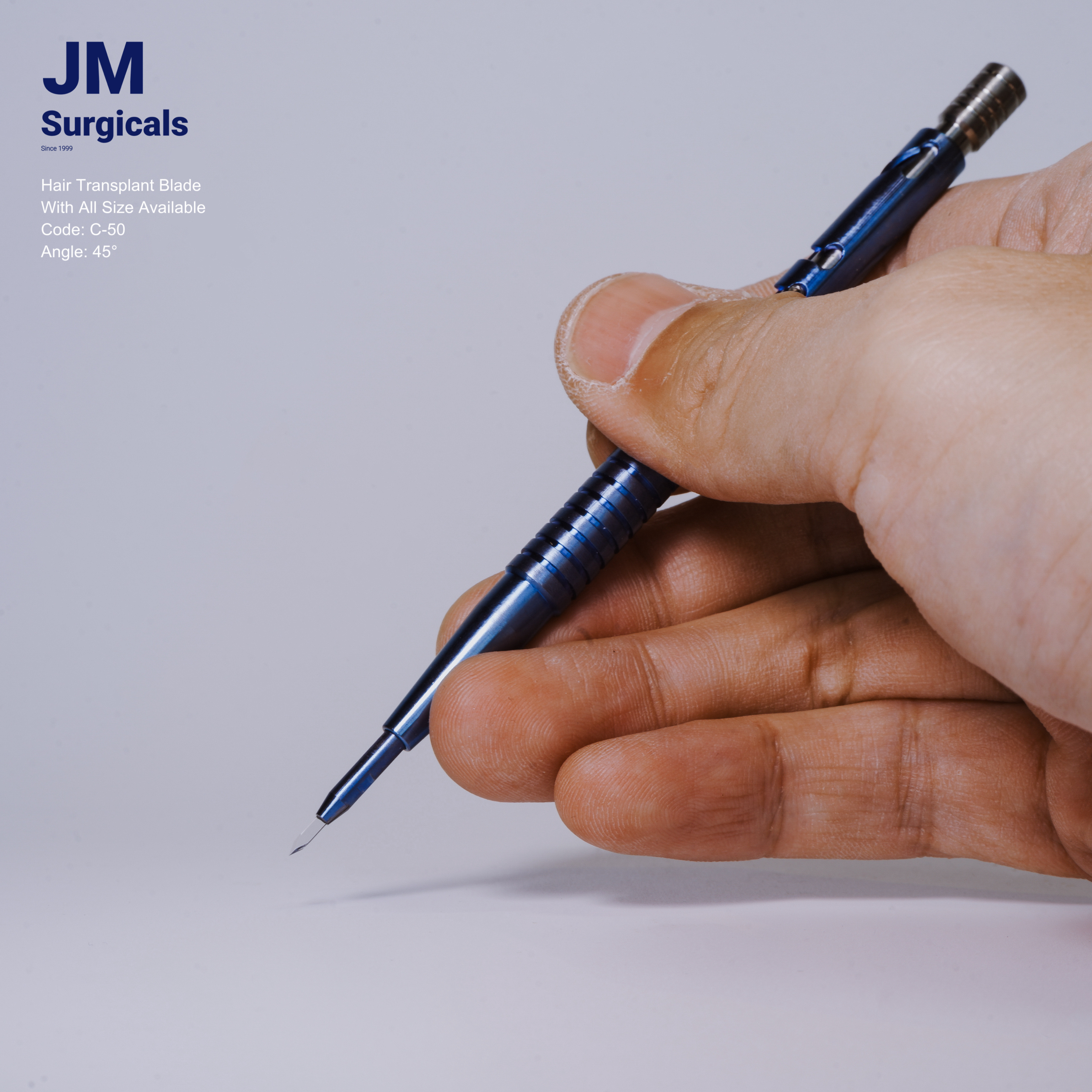 JM Surgicals | 0.9mm Sapphire Hair Transplant Blade C-50 | Precision FUE Blade, Ultra-Sharp, Scalp Microblades
