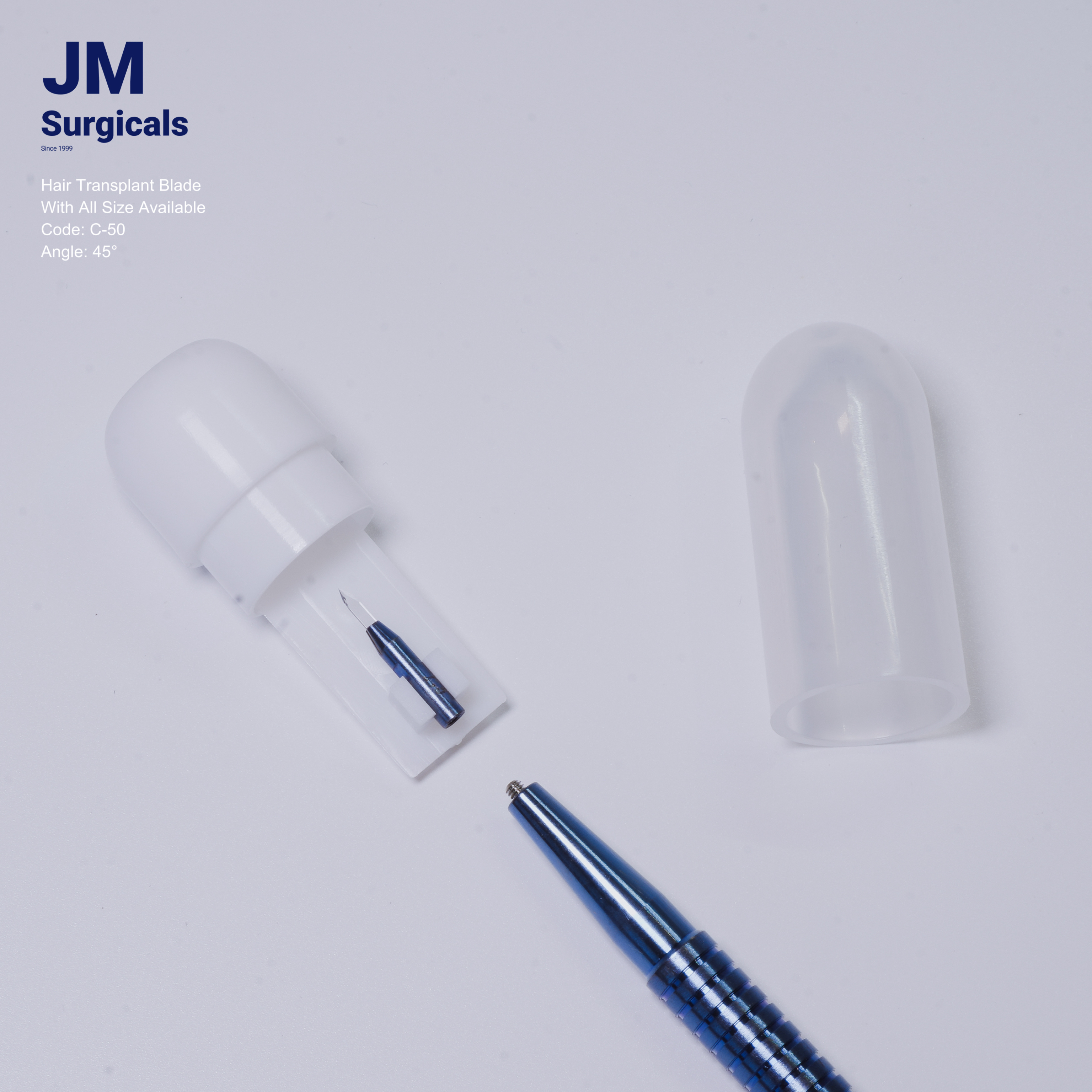 JM Surgicals | 1.6mm Sapphire Hair Transplant Blade C-50 | Precision FUE Blade, Ultra-Sharp, Scalp Microblades