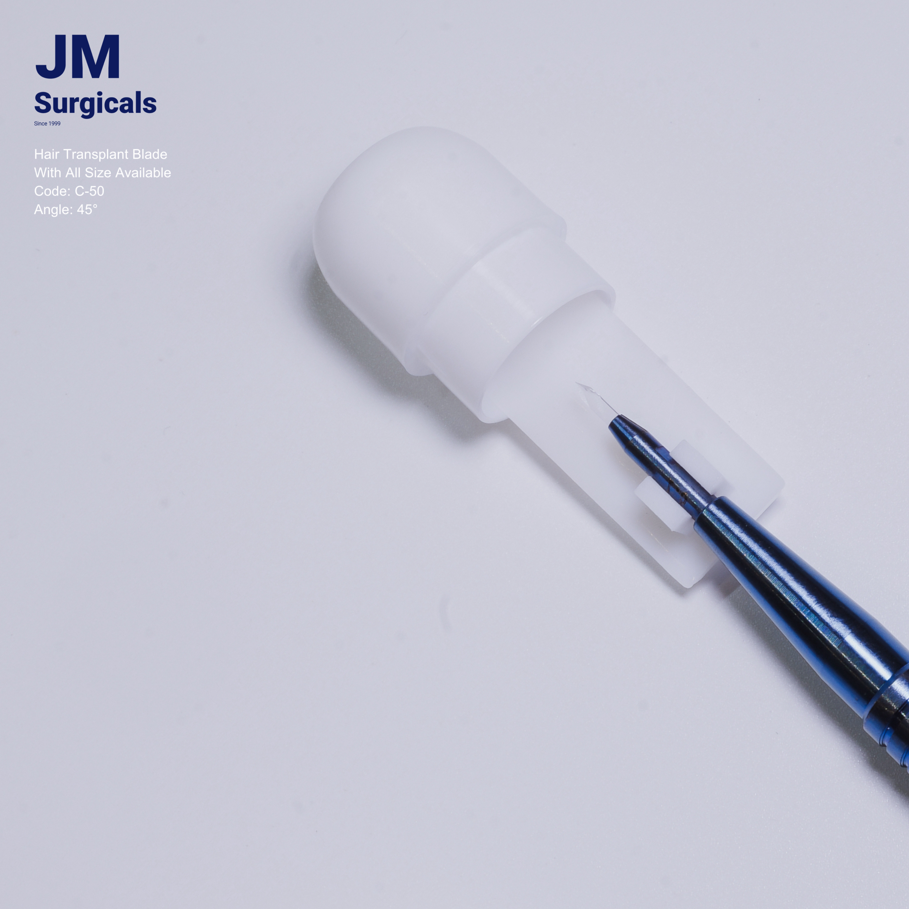 JM Surgicals | 1.7mm Sapphire Hair Transplant Blade C-50 | Precision FUE Blade, Ultra-Sharp, Scalp Microblades