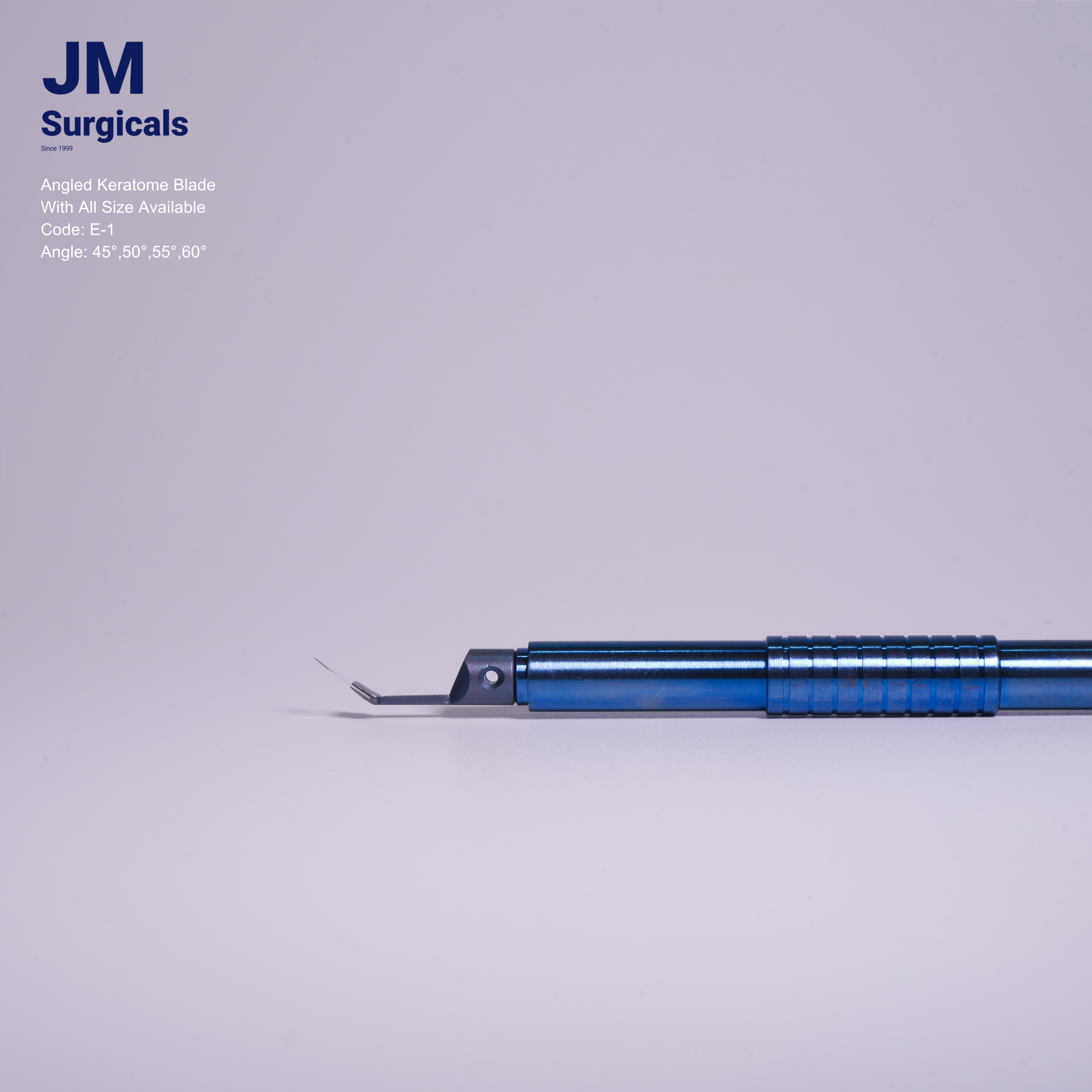 JM Surgicals | Sapphire Surgical Instruments | Angled Keratome Sapphire Blade, Precision Cutting Tool, Model E-1