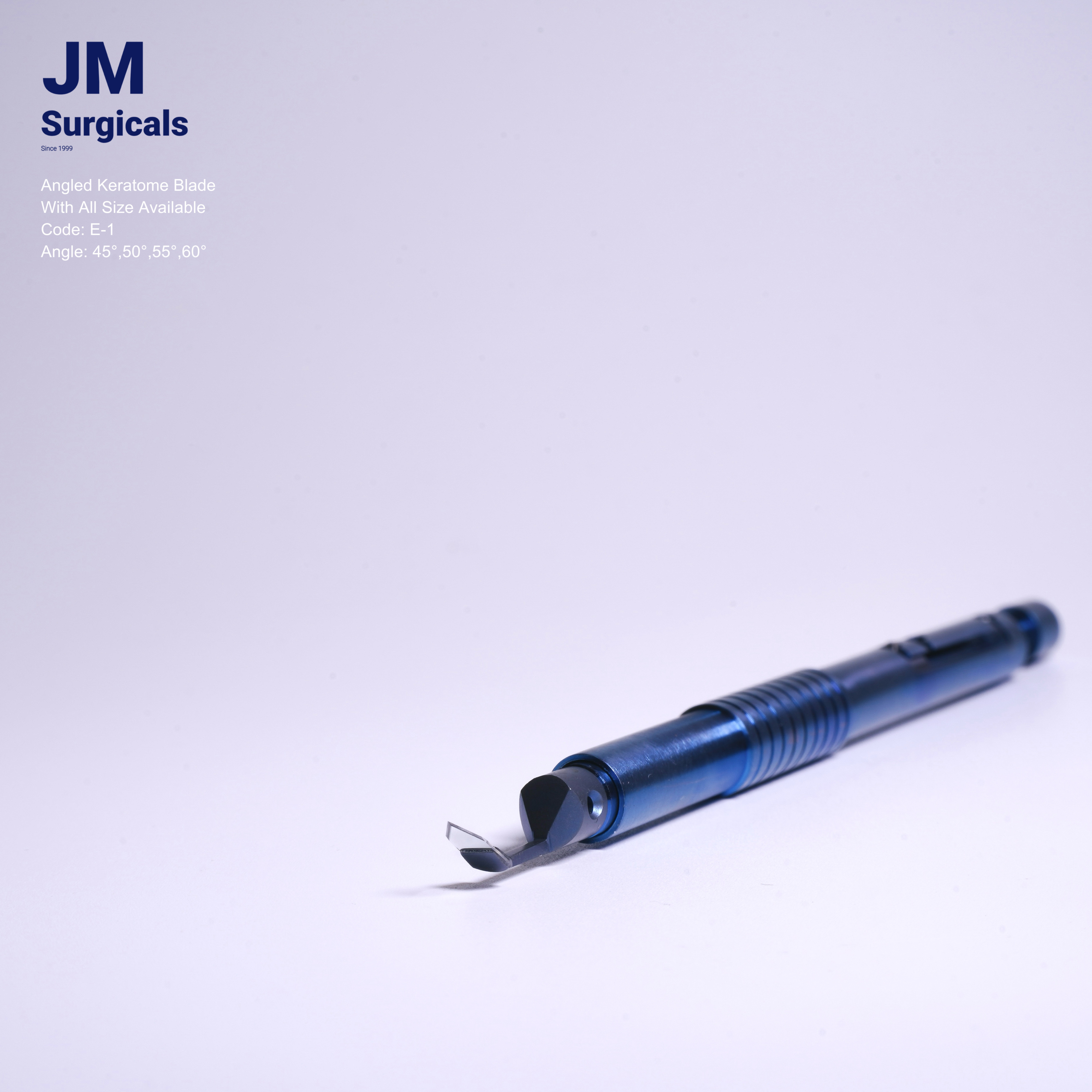 JM Surgicals | Sapphire Surgical Instruments | Angled Keratome Sapphire Blade, Precision Cutting Tool, Model E-1