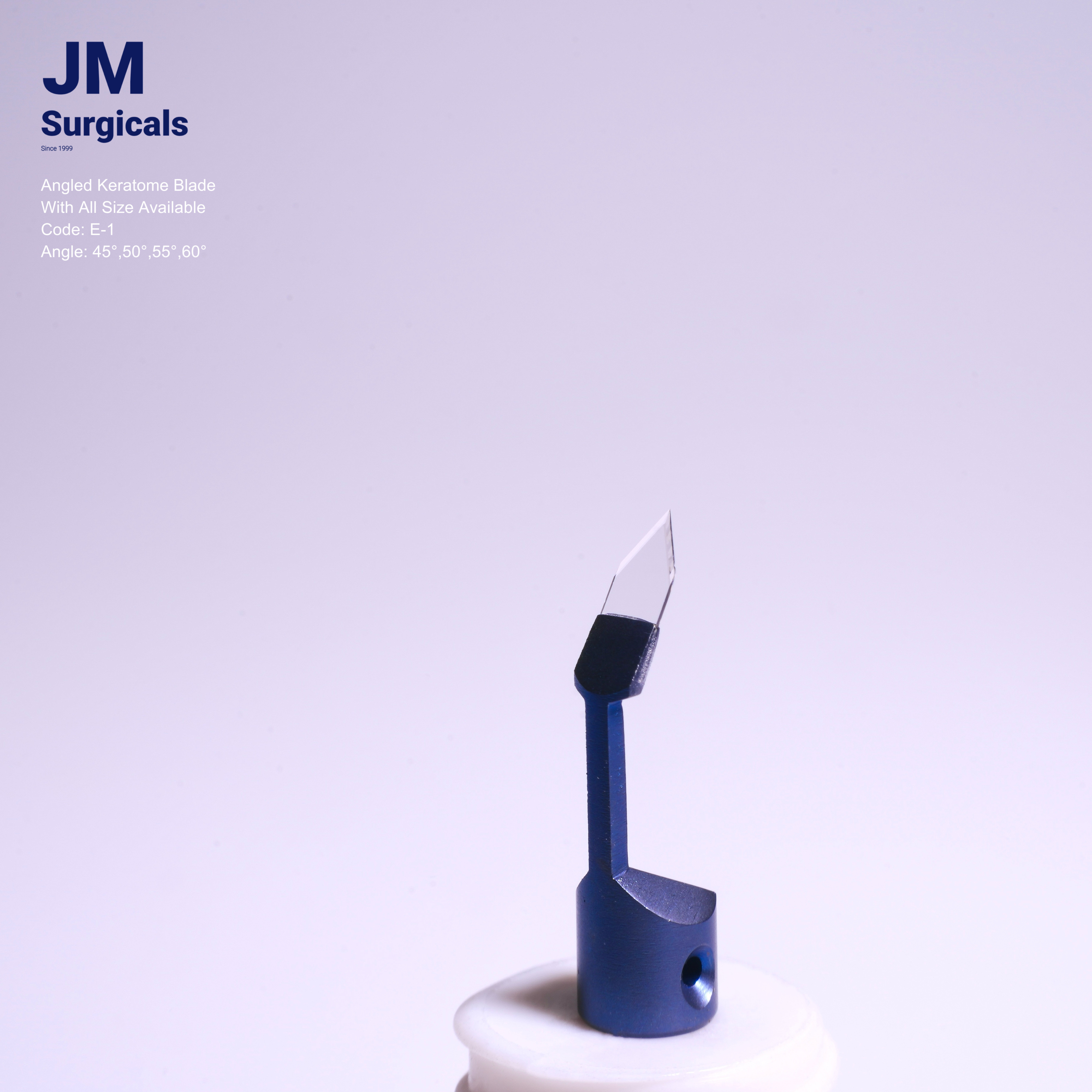 JM Surgicals | Sapphire Surgical Instruments | Angled Keratome Sapphire Blade, Precision Cutting Tool, Model E-1