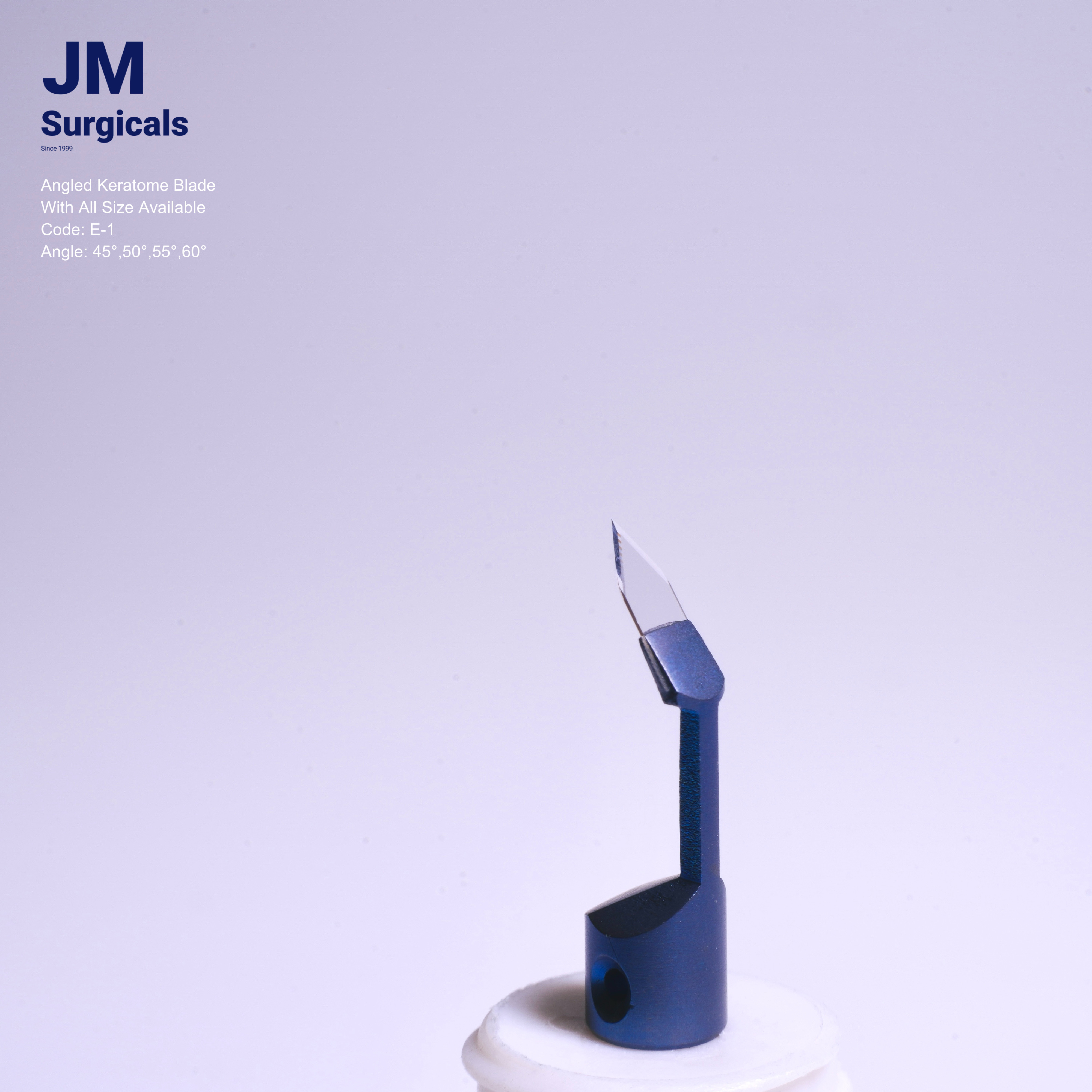 JM Surgicals | Sapphire Surgical Instruments | Angled Keratome Sapphire Blade, Precision Cutting Tool, Model E-1
