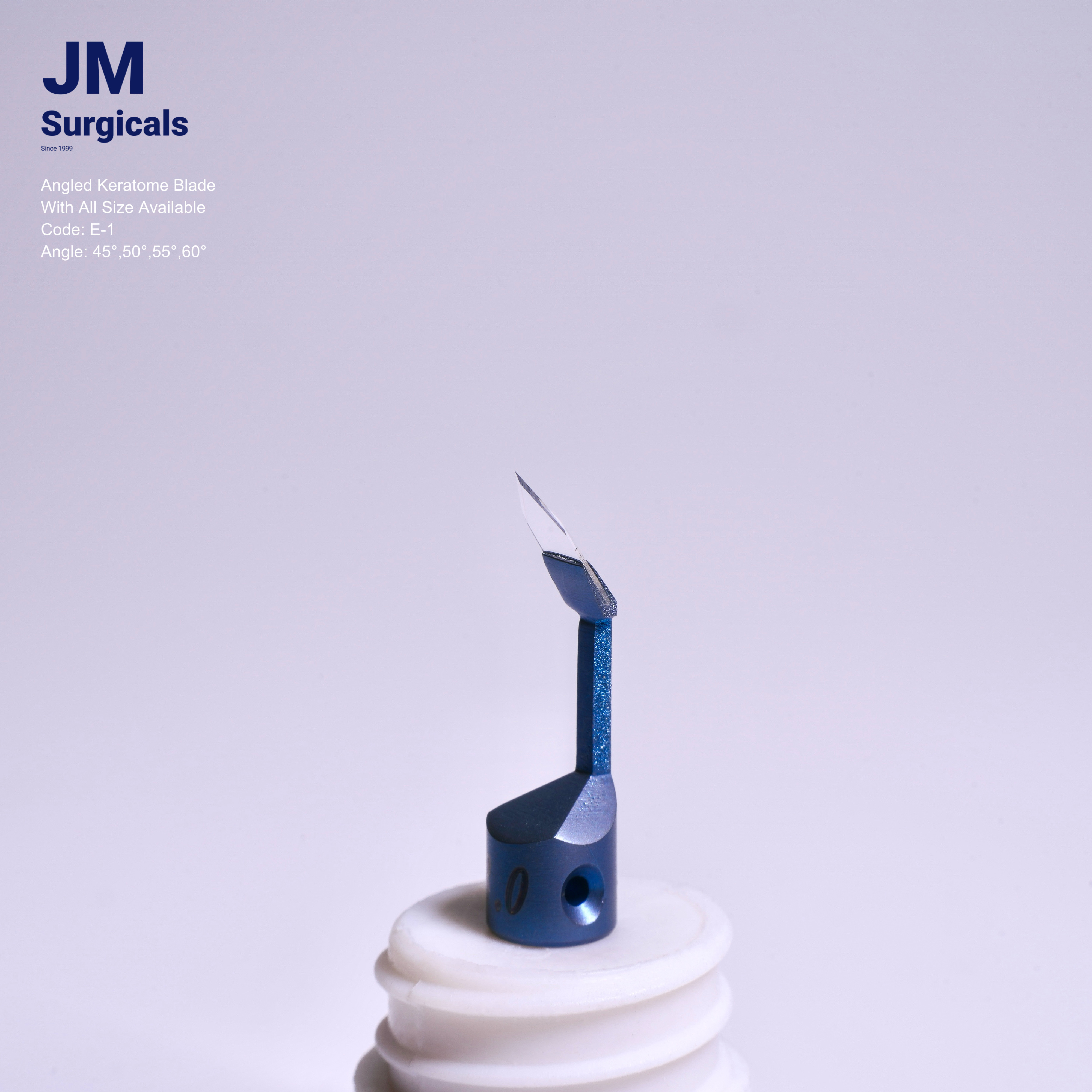JM Surgicals | Sapphire Surgical Instruments | Angled Keratome Sapphire Blade, Precision Cutting Tool, Model E-1