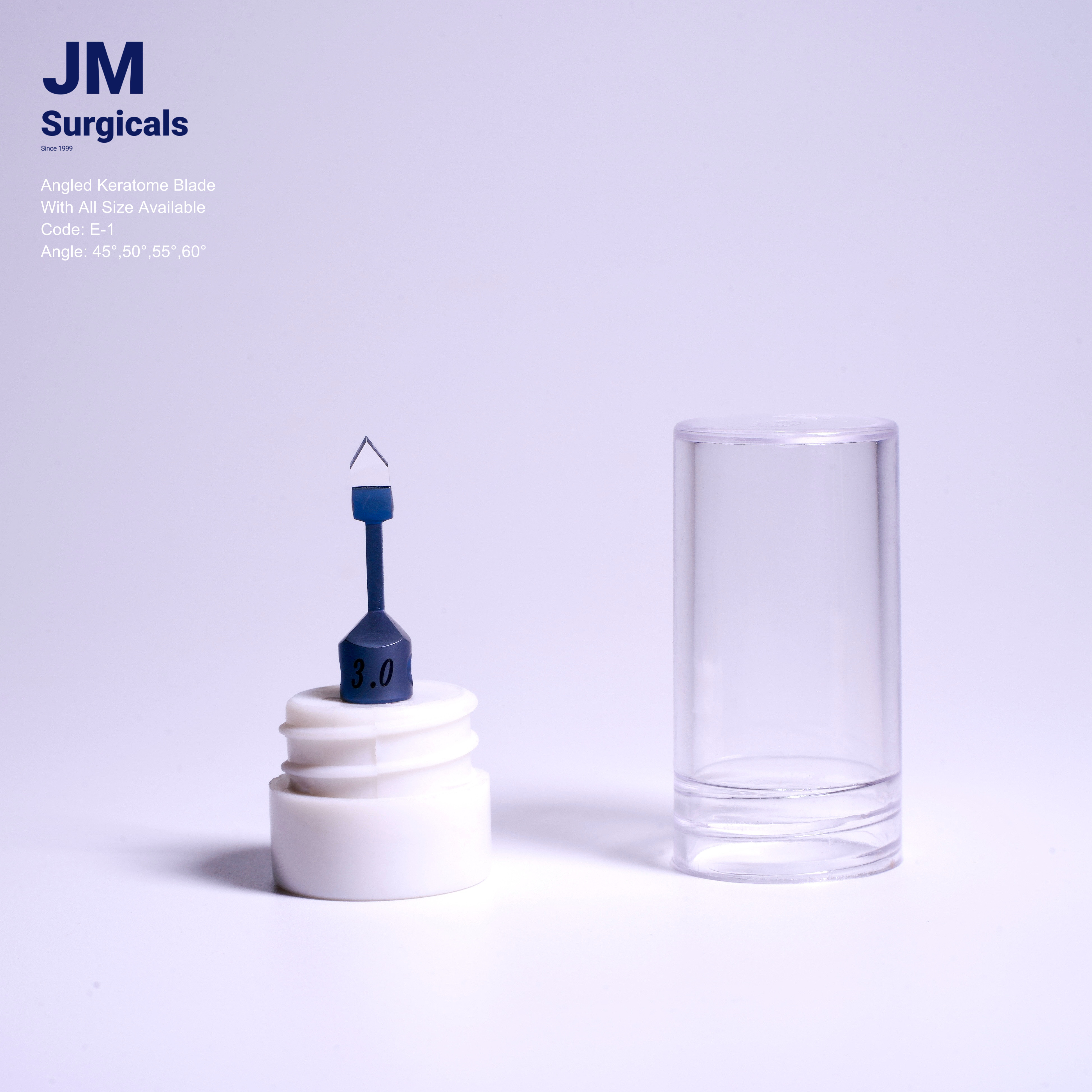JM Surgicals | Sapphire Surgical Instruments | Angled Keratome Sapphire Blade, Precision Cutting Tool, Model E-1