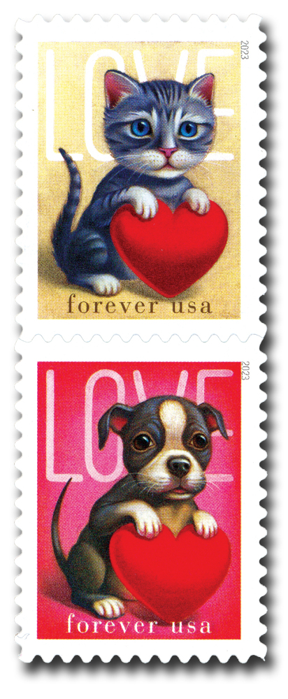 (2023) USPS Cat and Dog Love Forever Stamps