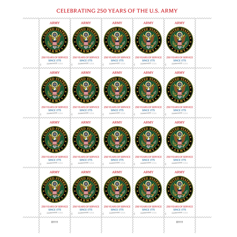 2025 U.S. Army 250th Stamps, Sheet of 20