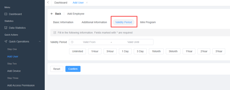 Select Validity Period