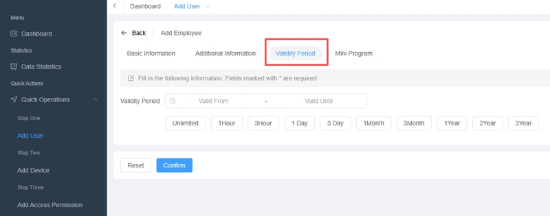 Select Validity Period