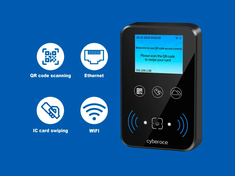 Multi-functional all-in-one QR code access control device, supporting door access via QR code scanning, card swiping, etc.