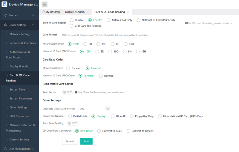 Configure QR code access control for card swiping and scanning