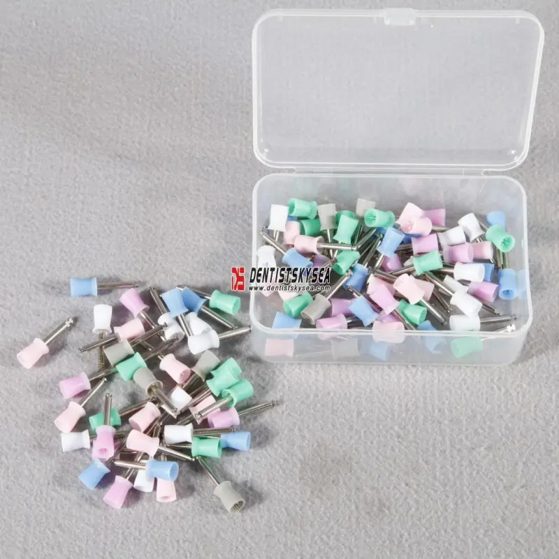 100pcs Dental Prophy Cup Rubber Polish Polishing Tooth Latch Type Mixed Color