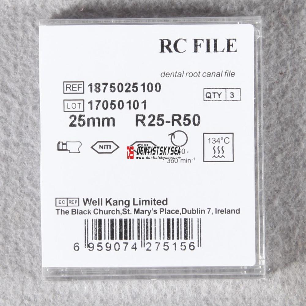 3pcs Dental Root Canal Endodontic Reciprocating Niti Files 25mm R25-R50