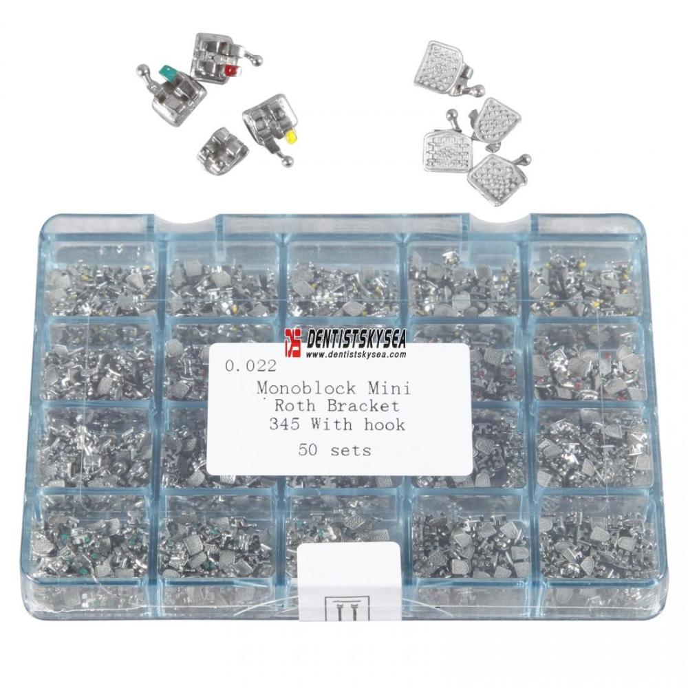 Dental Metal Orthodontics Monoblock Brackets MINI Roth.022 345 Hooks