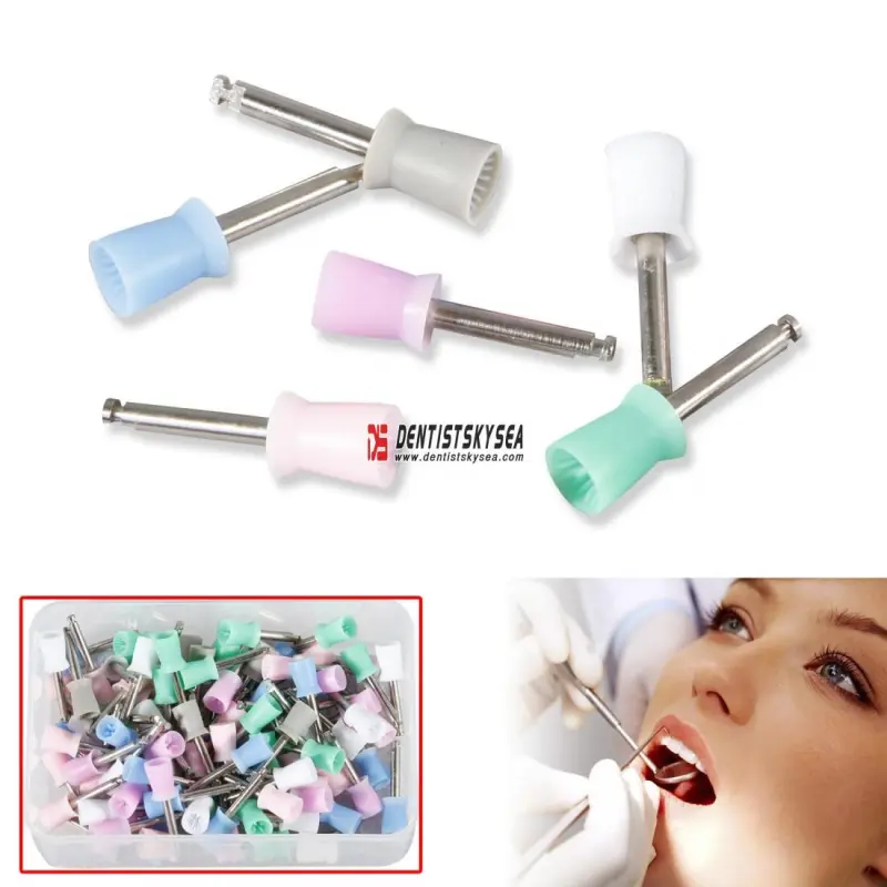 100pcs Dental Prophy Cup Rubber Polish Polishing Tooth Latch Type Mixed Color