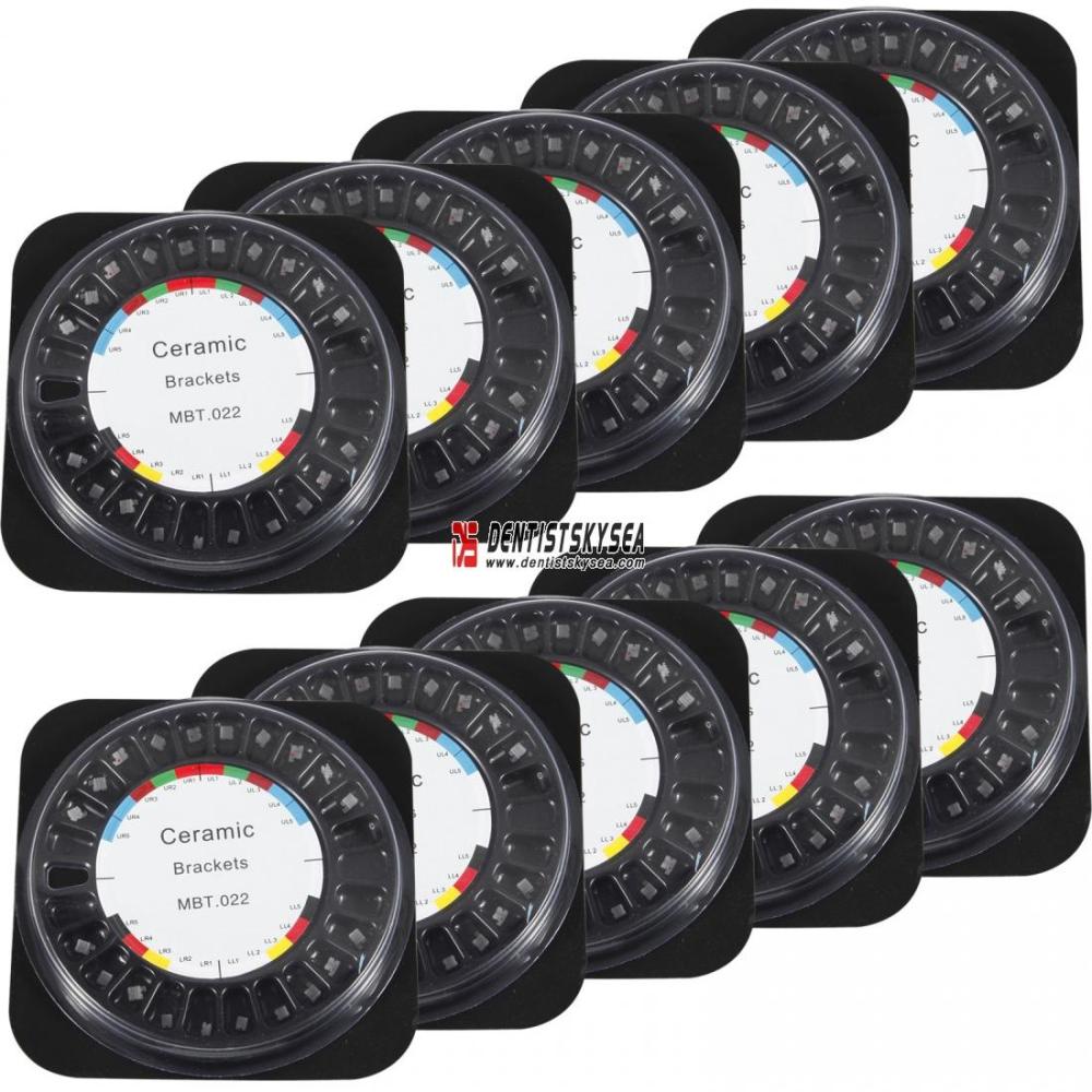 10 Packs Dental Orthodontic Bracket Braces Ceramic MBT/ROTH  022 with 3-4-5 Hooks