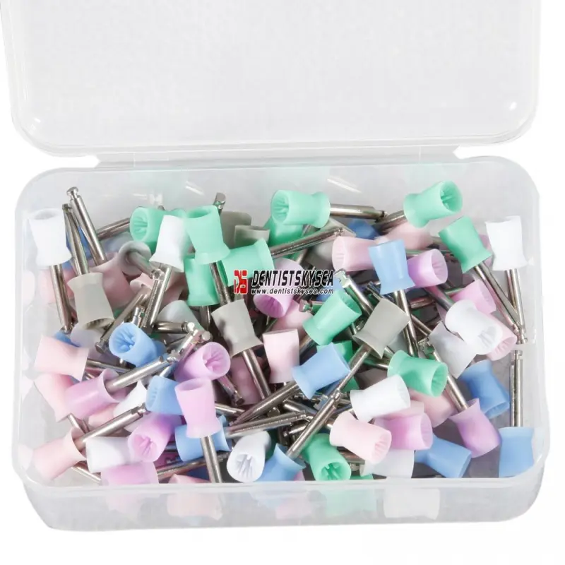 100pcs Dental Prophy Cup Rubber Polish Polishing Tooth Latch Type Mixed Color