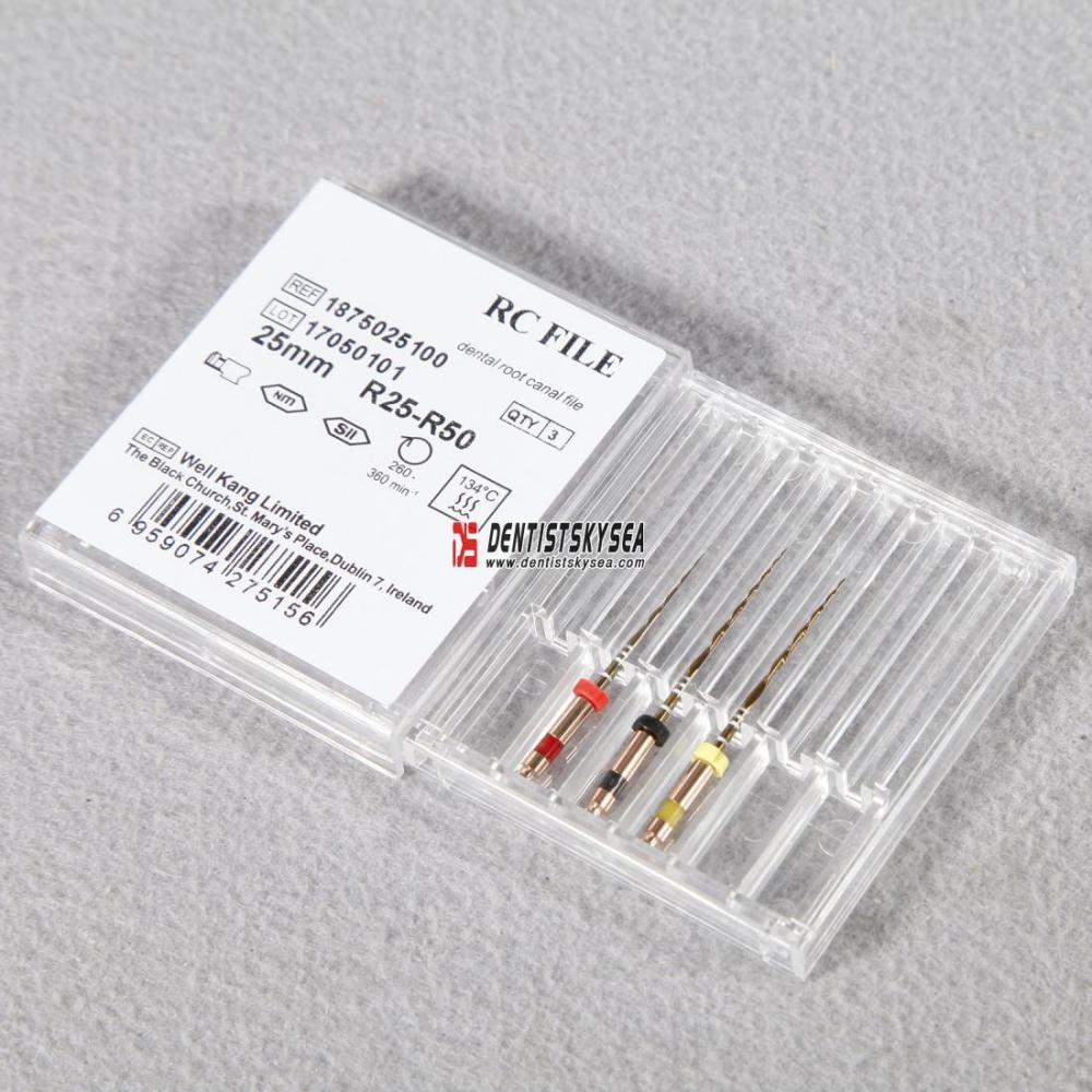 3pcs Dental Root Canal Endodontic Reciprocating Niti Files 25mm R25-R50