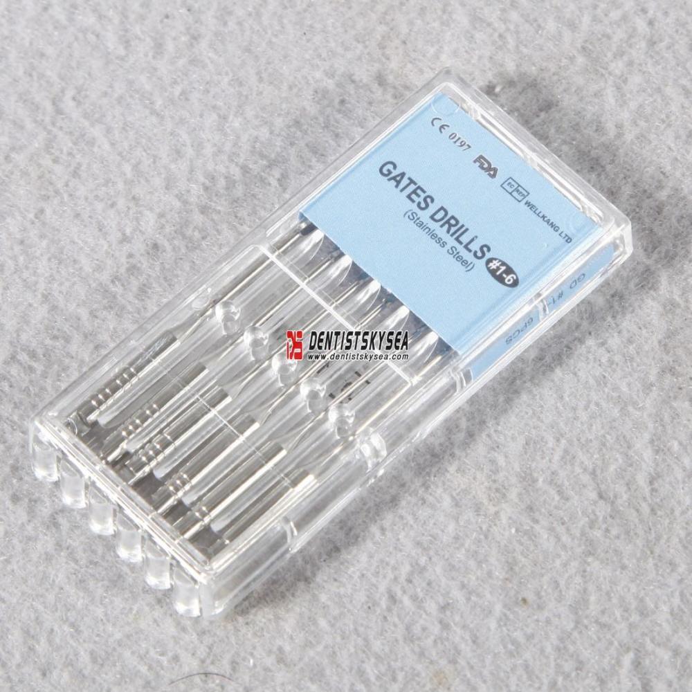 6PCS Dental GATES Drills File 32mm #1-6 Endo Root Canal Rotary Staniless Steel