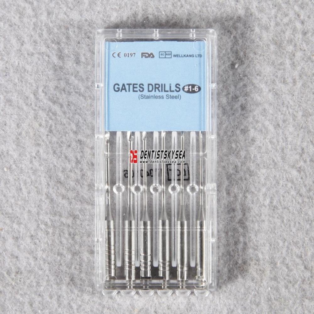 6PCS Dental GATES Drills File 32mm #1-6 Endo Root Canal Rotary Staniless Steel