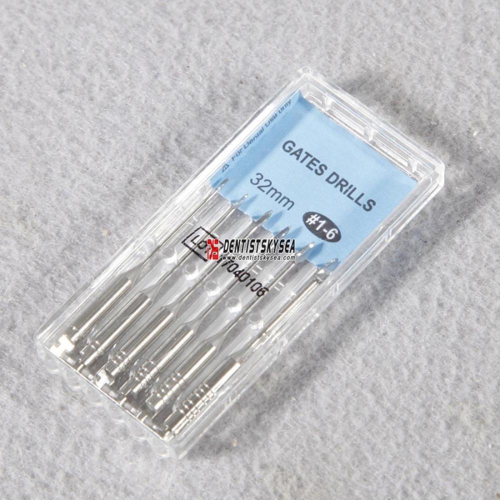 6PCS Dental GATES Drills File 32mm #1-6 Endo Root Canal Rotary Staniless Steel