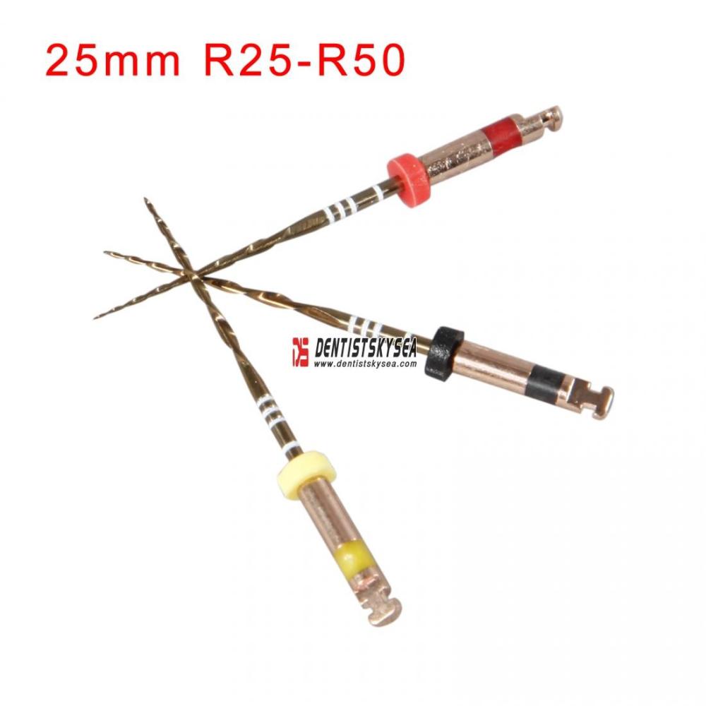 3pcs Dental Root Canal Endodontic Reciprocating Niti Files 25mm R25-R50
