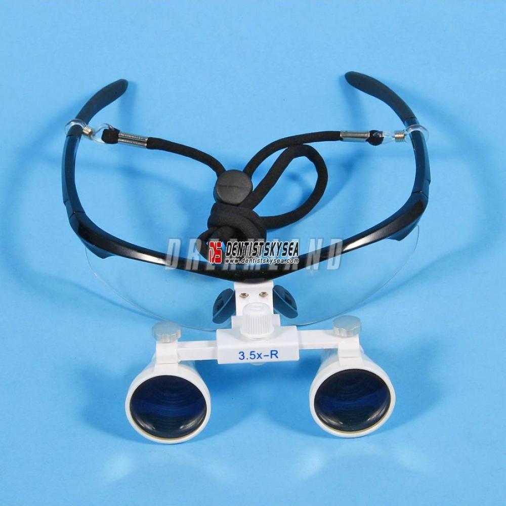 New 3.5X 420mm Dental Loupes Surgical Binocular Glasses + LED Head Light Lamp