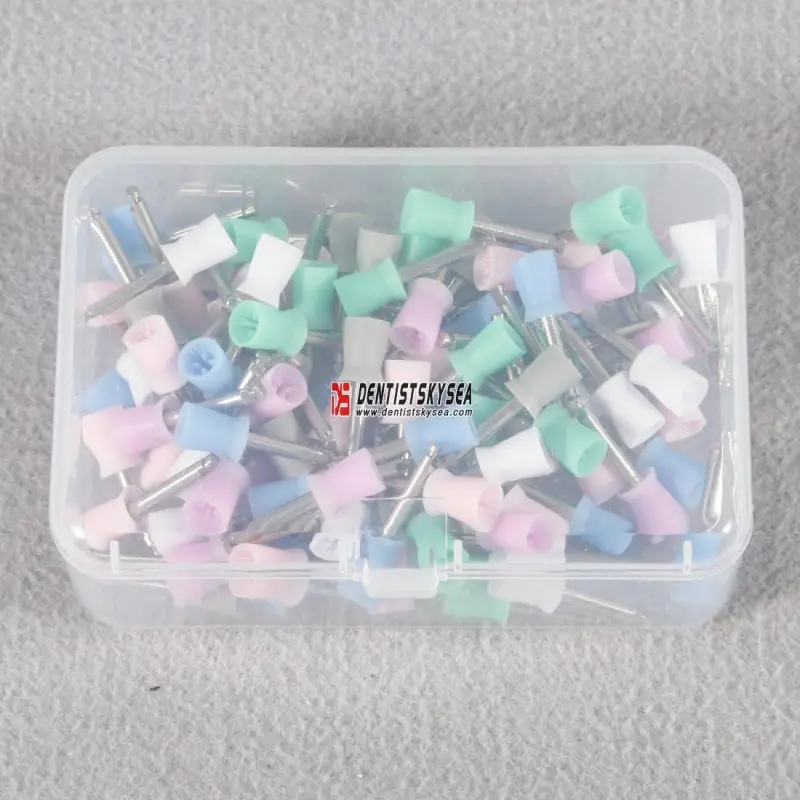 100pcs Dental Prophy Cup Rubber Polish Polishing Tooth Latch Type Mixed Color