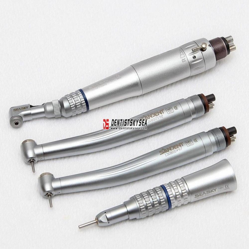2x Air Turbine Dental High Speed Handpiece + Kit Contra Angle Straight Motor 4/2-H