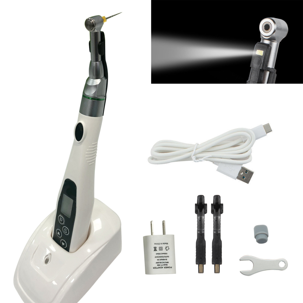 Dental LED Light  Endodontics Endo Motor Cordless Wireless Meter With 16:1 Contra Angle Head