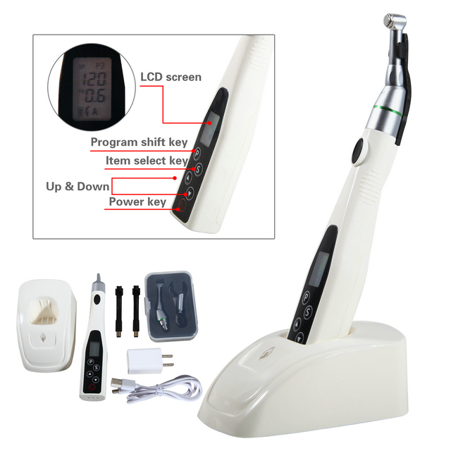 Dental LED Light  Endodontics Endo Motor Cordless Wireless Meter With 16:1 Contra Angle Head
