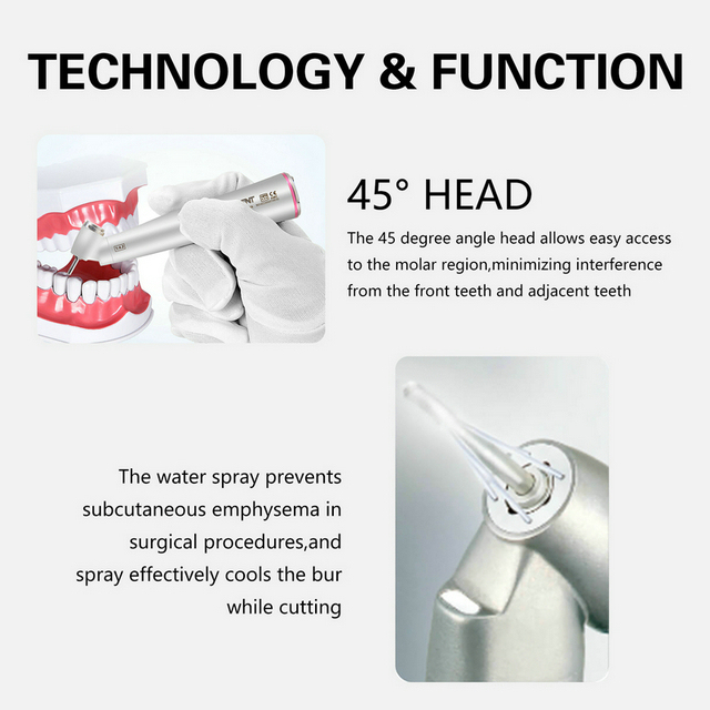 Dental 45 Degree LED Contra Angle Surgical Handpiece 1:4.2 Increasing NSK Style