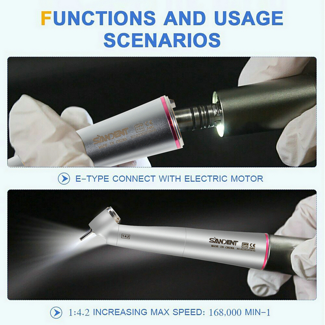 Dental 45 Degree LED Contra Angle Surgical Handpiece 1:4.2 Increasing NSK Style
