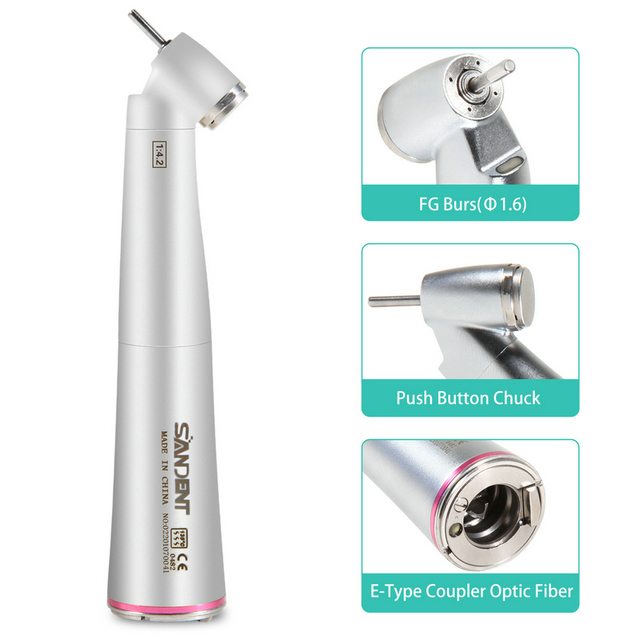 Dental 45 Degree LED Contra Angle Surgical Handpiece 1:4.2 Increasing NSK Style