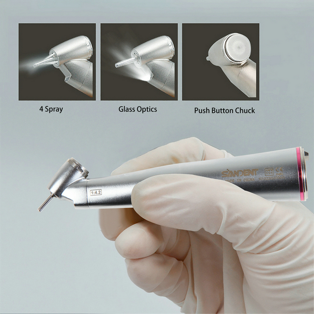 Dental 45 Degree LED Contra Angle Surgical Handpiece 1:4.2 Increasing NSK Style