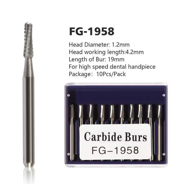 Dental Tungsten Steel Carbide Crown Metal Cutting Burs For High Speed FG-1958