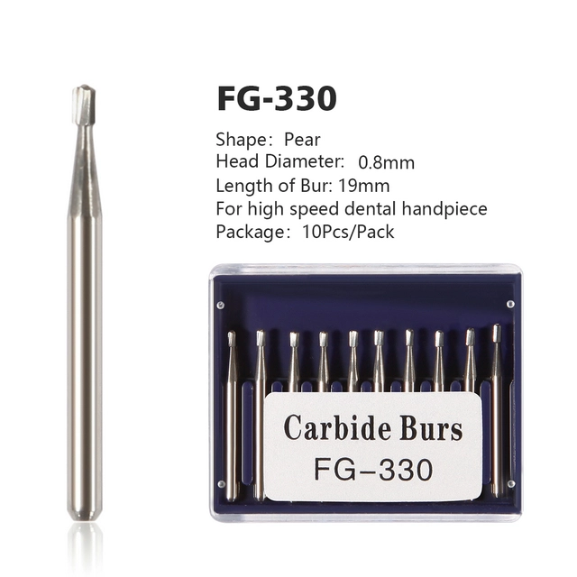 Dental Carbide Burs FG # 330 Pear for High Speed Handpiece 10 per package