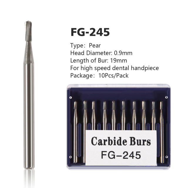 Dental High Speed Handpiece Carbide Burs Steel FG245 FG Bur Drills
