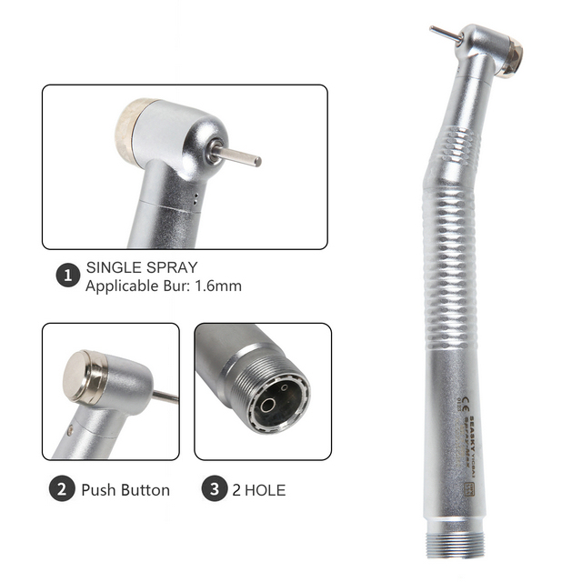 NSK Style Dental High Speed Handpiece Push button Turbine 2 Hole Single Spray