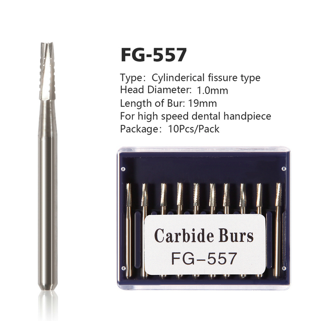 FG557 Dental FG Carbide Steel Bur Drills Dentist Tools for High Speed Handpiece