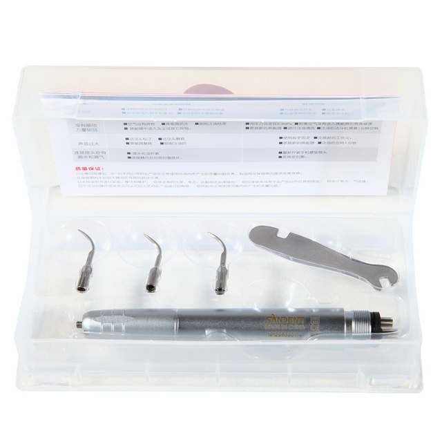 Dental Ultrasonic Air Perio Scaler Handpiece 4 Hole + 3 Scaling Tips for Dentist