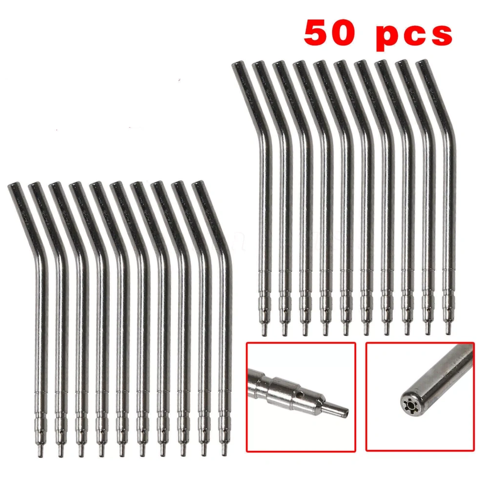 50pcs Metal Alloy Spray Nozzles Tips for 3-Way Dental Air Water Syringe Tube