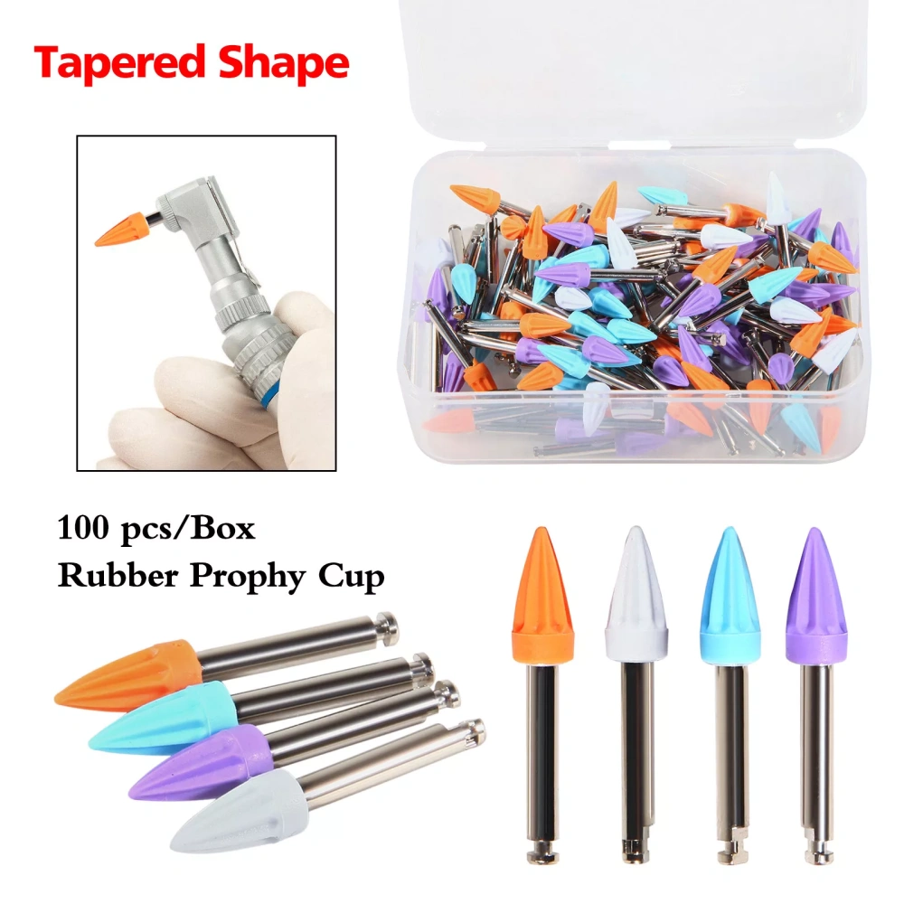 100Pcs Dental Rubber Prophy Teeth Polish Polishing Cups Latch Type Brushes
